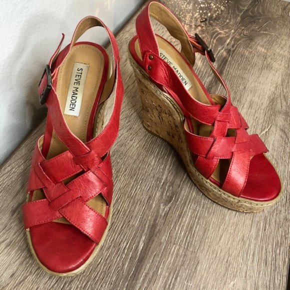Steve Madden P-Malena in Red Leather, size 6.5 - Picture 2 of 8